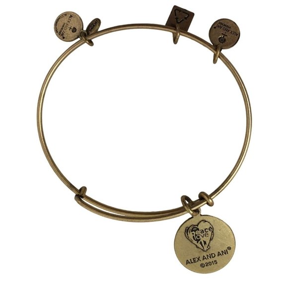 2015 Alex And Ani Gold Bracelet with a "Create Piece Of Mind" Charm - Picture 4 of 4